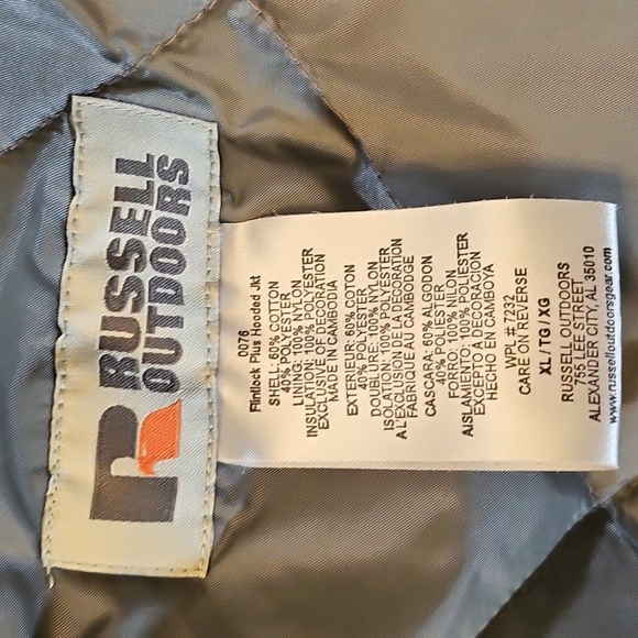 Russell Outdoors Mens Mossy Oak Brush Jacket Camouflage XL Hooded Quilt Lined - Picture 12 of 15